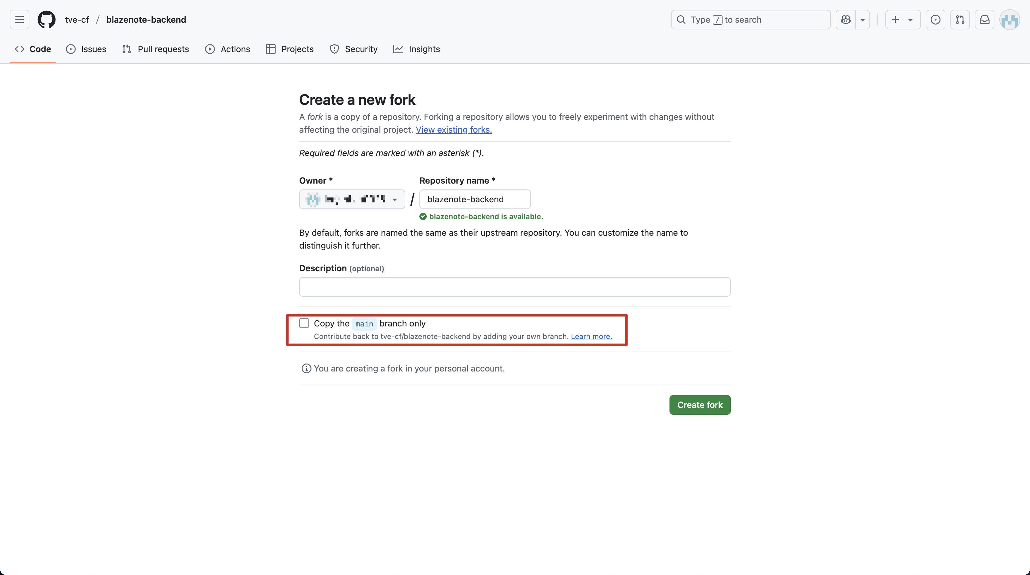 uncheck main branch backend