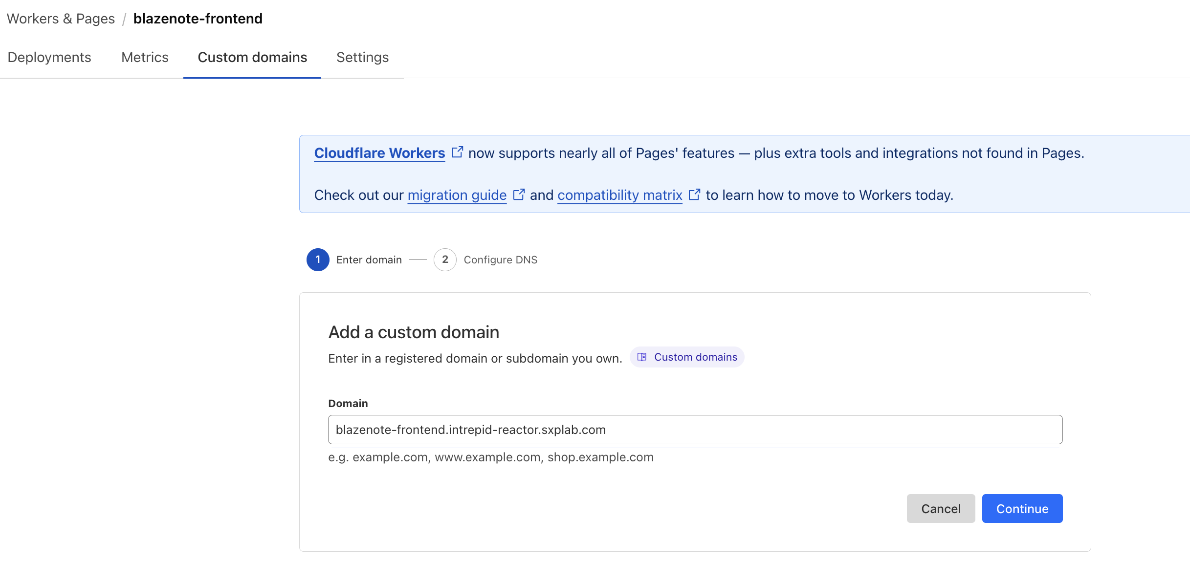add the custom domain