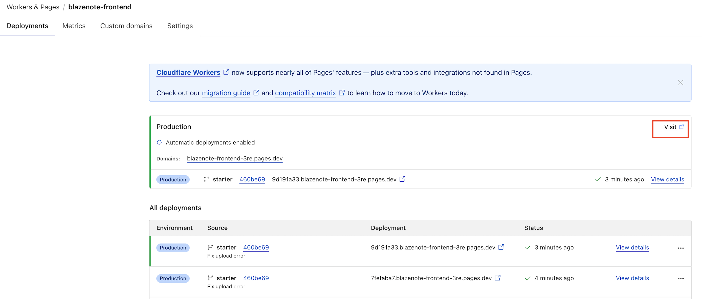 Checking frontend view
